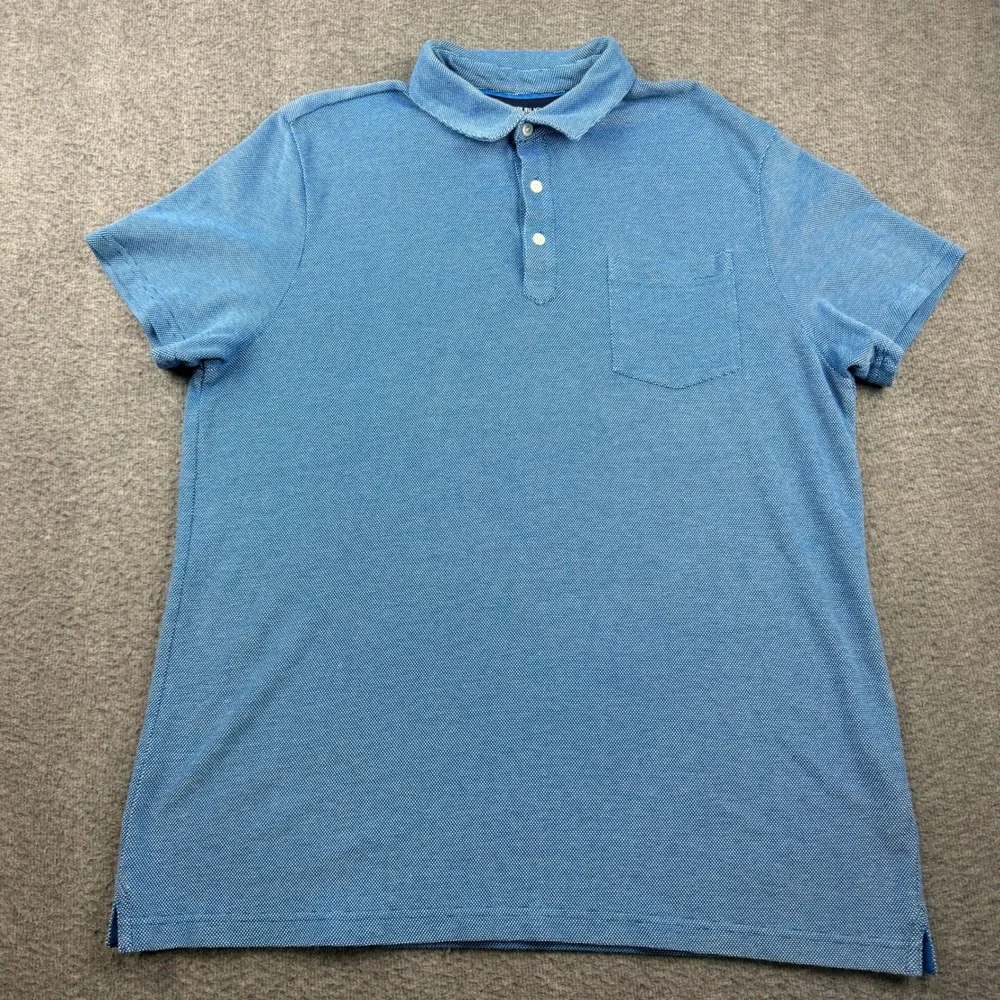 Banana Republic Men's XL‎ Organic Cotton Pique Polo Blue Short Sleeve